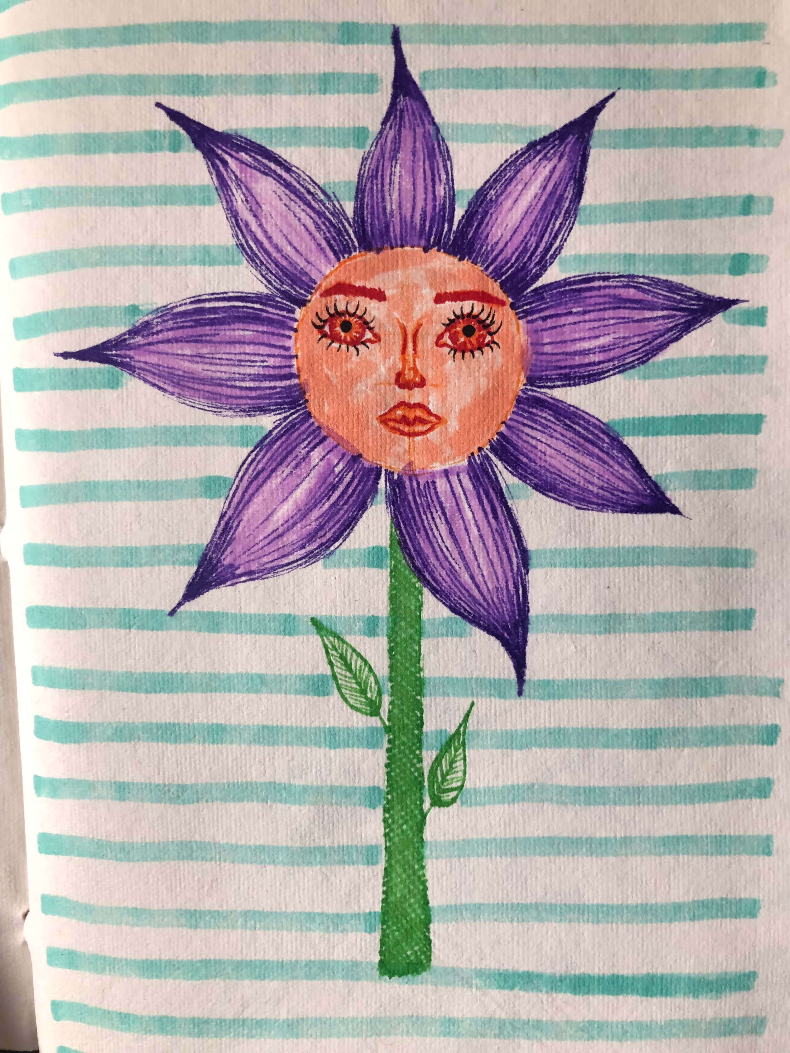 flower face drawing